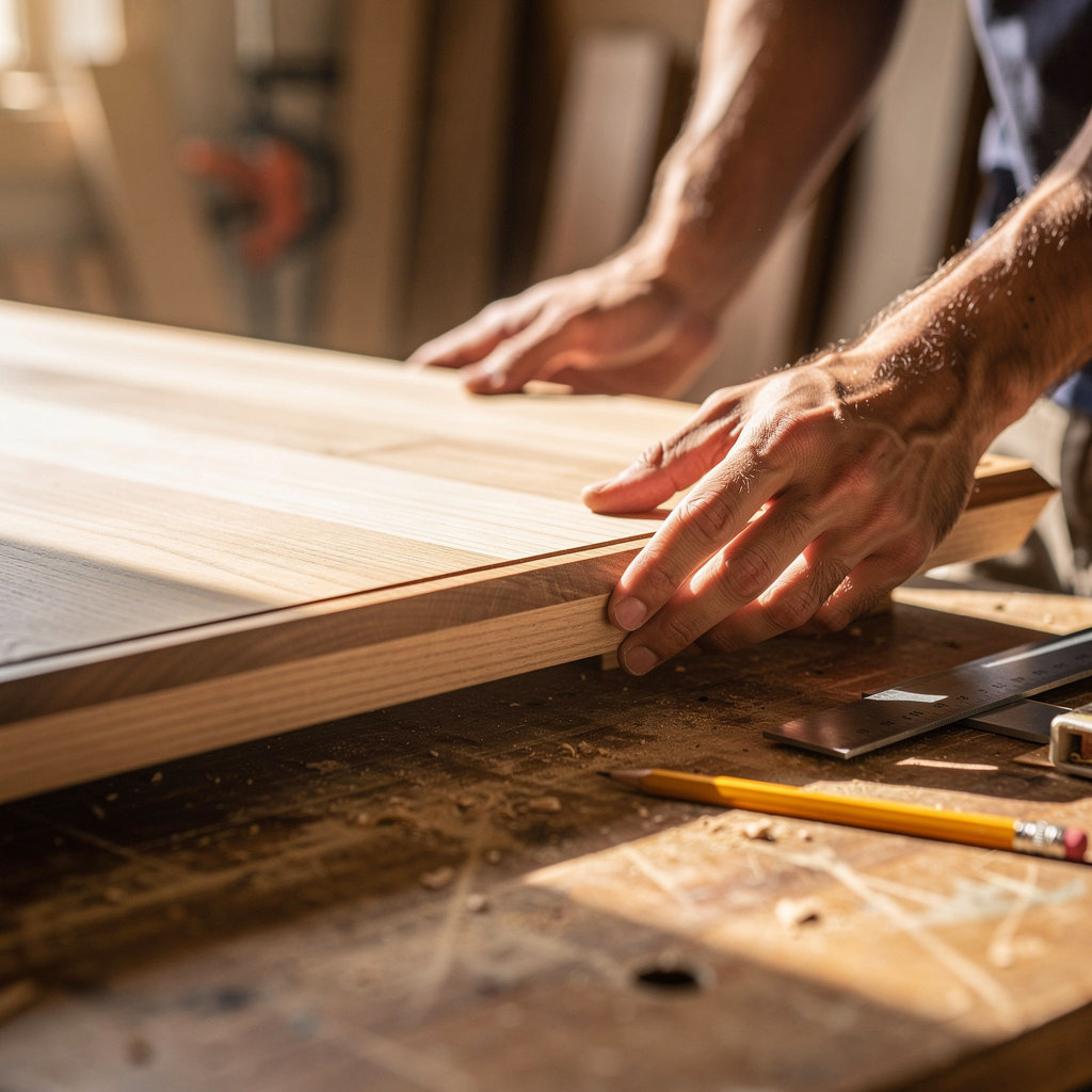 Jake glerup woodwork San Diego custom furniture design process showcasing sketches and wood samples